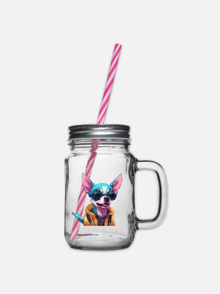 TechTails // Chien Cyberpunk - Bocal à boisson - transparent