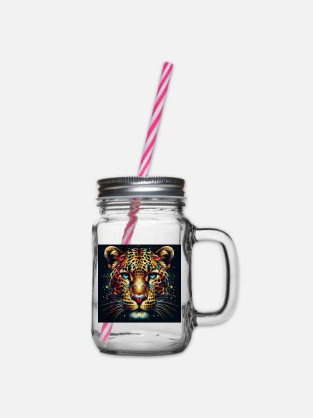 Leopard - Henkelglas mit Schraubdeckel - Klar