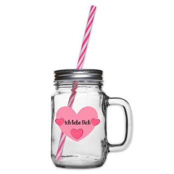 Valentinstag, Valentinstag, Valentinstag - Henkelglas mit Schraubdeckel - Klar - Rechts