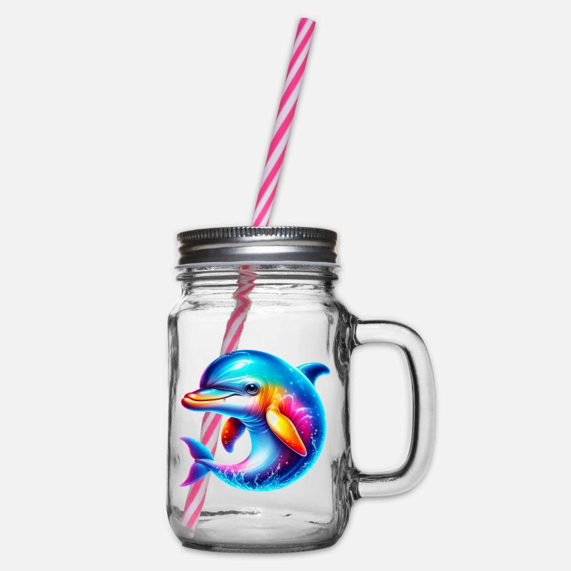 Delfin - Henkelglas mit Schraubdeckel - Klar