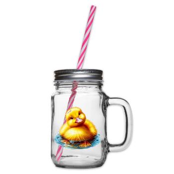 Entenküken Ente Ente Ente Ente - Henkelglas mit Schraubdeckel - Klar - Rechts