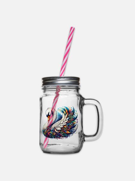 Schwan - Henkelglas mit Schraubdeckel - Klar