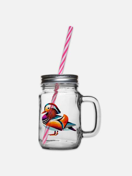 Mandarinente - Henkelglas mit Schraubdeckel - Klar