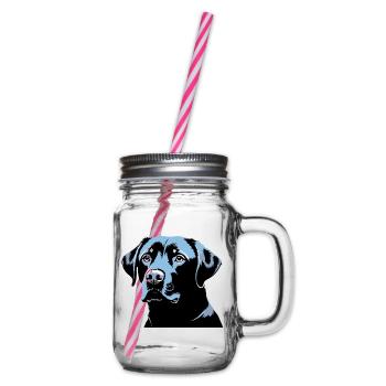 Tête de Labrador Retriever - Chien de compagnie Autocollant - Bocal à boisson - transparent - Droite