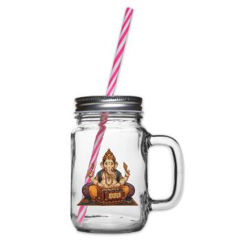 Ganesha Harmonium Kunst - Henkelglas mit Schraubdeckel - Klar - Rechts