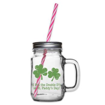 St. Patrick's Day Humor Double D Shamrocks - Henkelglas mit Schraubdeckel - Klar - Rechts