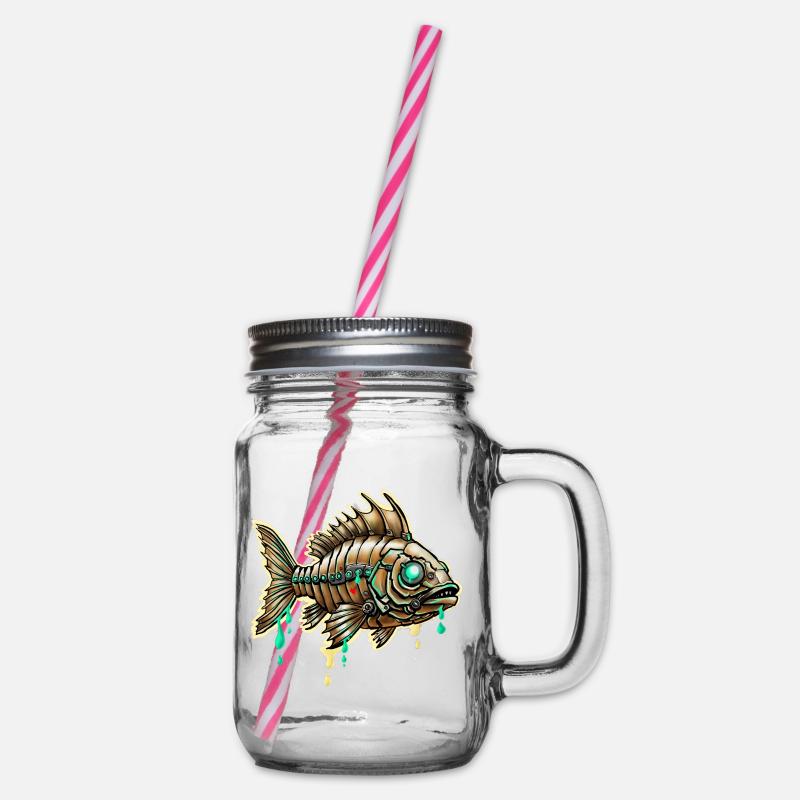 Poisson Steampunk cybernétique - Bocal à boisson - transparent