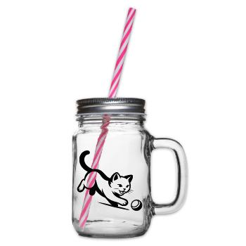 Cat - Glass jar with handle and screw cap - clear - Right