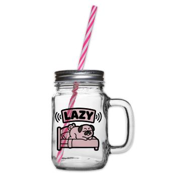Lazy Pug Dog Bed Introvert - Glass jar with handle and screw cap - clear - Right