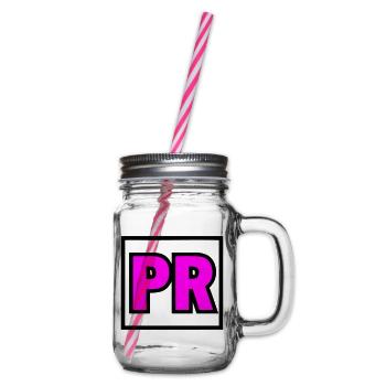 PR Initialen Rahmen Logo - Henkelglas mit Schraubdeckel - Klar - Rechts