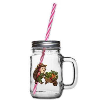 Igel-Gärtner mit Gemüseschubkarre - Henkelglas mit Schraubdeckel - Klar - Rechts