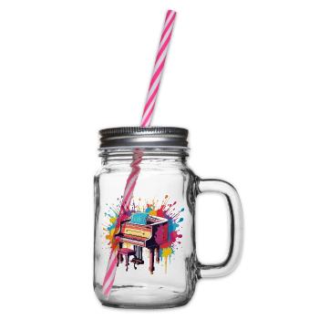 Piano Klavier Musiker Geschenk Geschenkidee - Henkelglas mit Schraubdeckel - Klar - Rechts