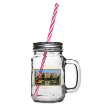 Spanien Madrid Vintage Reisemarke - Henkelglas mit Schraubdeckel - Klar - Rechts