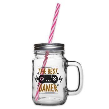 Das beste Gamer-Controller-Emblem - Henkelglas mit Schraubdeckel - Klar - Rechts