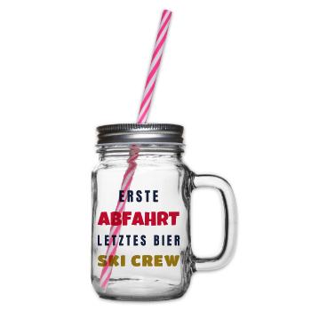 Erste Abfahrt letztes Bier Ski Crew Winter - Henkelglas mit Schraubdeckel - Klar - Rechts