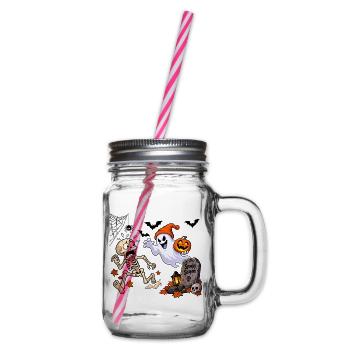Spuk Saison: Geist und Kürbis - Henkelglas mit Schraubdeckel - Klar - Rechts