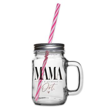 Mama. Mein sicherer Ort. Geschenk Oma Mama - Henkelglas mit Schraubdeckel - Klar - Rechts