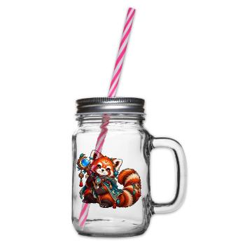 Kawaii Mystischer Roter Panda - Henkelglas mit Schraubdeckel - Klar - Rechts