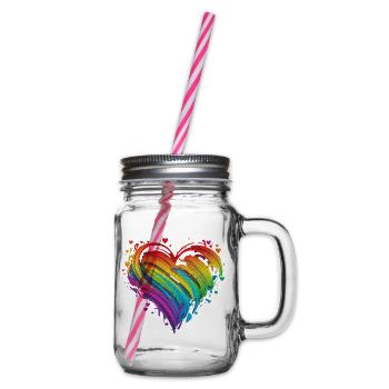 CSD LGBT Regenbogen LGBTQ Herz Pride Just Love - Henkelglas mit Schraubdeckel - Klar - Rechts