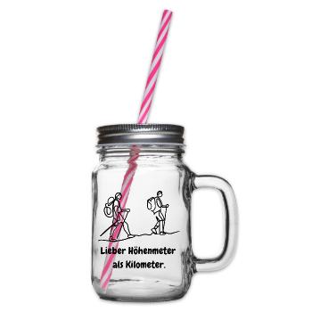 lieber höhenmeter als kilomenter - Henkelglas mit Schraubdeckel - Klar - Rechts