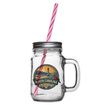 North Carolina Outer Banks Retro-Reisegeschenk - Henkelglas mit Schraubdeckel - Klar - Rechts