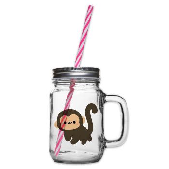 Spider Monkey Cartoon Charm - Henkelglas mit Schraubdeckel - Klar - Rechts
