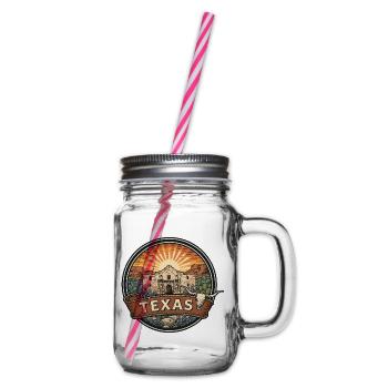 Texas Alamo Lone Star Vintage-Reiseabzeichen - Henkelglas mit Schraubdeckel - Klar - Rechts