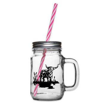Schwarzes schottisches Highlander-Design - Henkelglas mit Schraubdeckel - Klar - Rechts