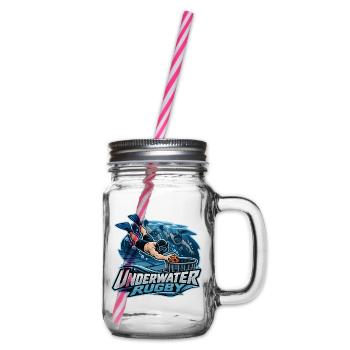 Unterwasser Rugby Logo - Henkelglas mit Schraubdeckel - Klar - Rechts