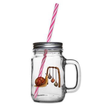 Schnecke mit Kiesel-Mobile - Henkelglas mit Schraubdeckel - Klar - Rechts