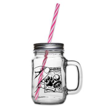 Addiction Dog Love Doggie – Ballpfotenbeutel - Henkelglas mit Schraubdeckel - Klar - Rechts
