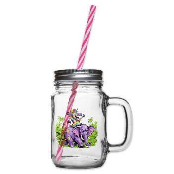 Regenbogen Zebra-Einhorn auf Lila Elefantenritt - Henkelglas mit Schraubdeckel - Klar - Rechts
