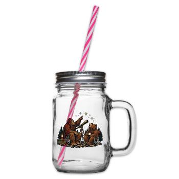 Bär und Bigfoot beobachten Sterne – Outdoor - Henkelglas mit Schraubdeckel - Klar - Rechts