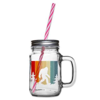 Retro Sunset Bigfoot Vintage Yeti Forest Trees - Henkelglas mit Schraubdeckel - Klar - Rechts