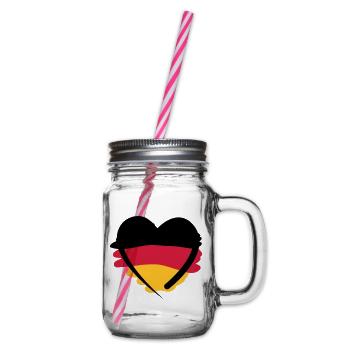 Deutschland Herz | German Heart | Art - Glass jar with handle and screw cap - clear - Right