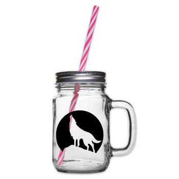 Wolf - Mond - Henkelglas mit Schraubdeckel - Klar - Rechts