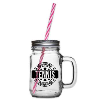 Tennis - Sport - Ball - Player - Game - Sportsman - Glass jar with handle and screw cap - clear - Right