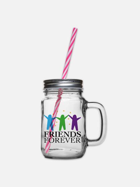 Freunde für immer - Henkelglas mit Schraubdeckel - Klar