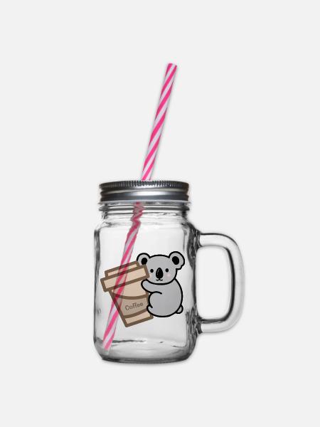 Koala braucht Kaffee - Henkelglas mit Schraubdeckel - Klar