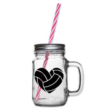 Volleyball Herz - Henkelglas mit Schraubdeckel - Klar - Rechts