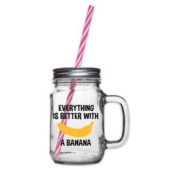 Everything is better with a banana (banana) - Glass jar with handle and screw cap - clear - Right