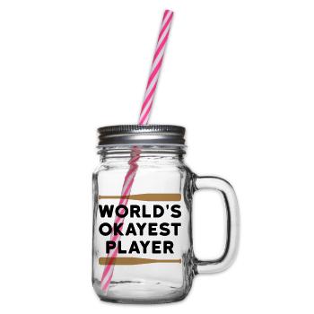 World's okayest player (zwei Baseballschläger) - Henkelglas mit Schraubdeckel - Klar - Rechts