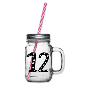 12 Geburtstag mit Herz - Henkelglas mit Schraubdeckel - Klar - Rechts