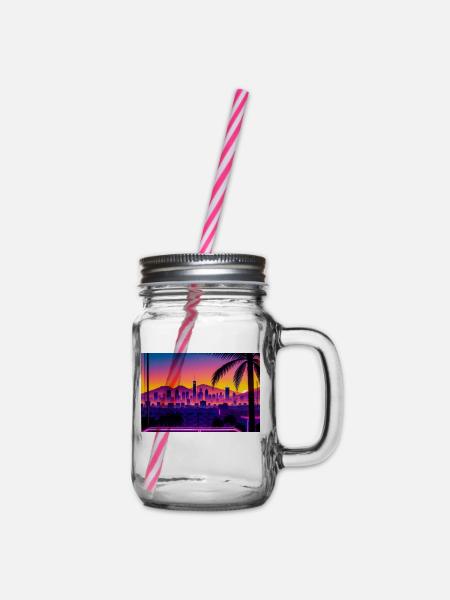 Sunset City - Henkelglas mit Schraubdeckel - Klar