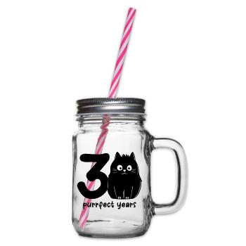 30 purrfect years - Henkelglas mit Schraubdeckel - Klar - Rechts