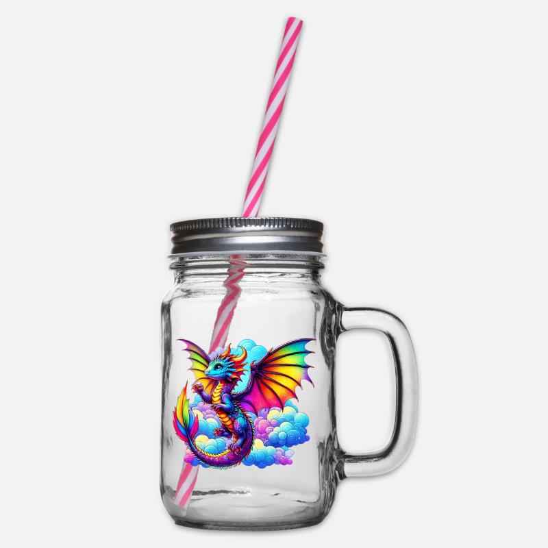 Drache - Henkelglas mit Schraubdeckel - Klar
