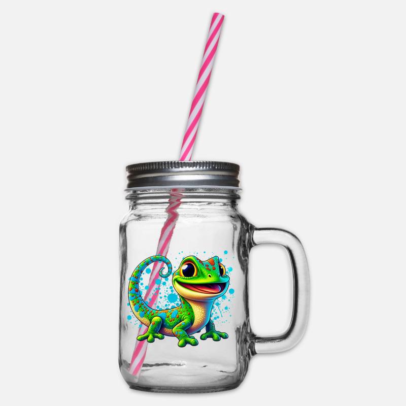 Gecko - Henkelglas mit Schraubdeckel - Klar