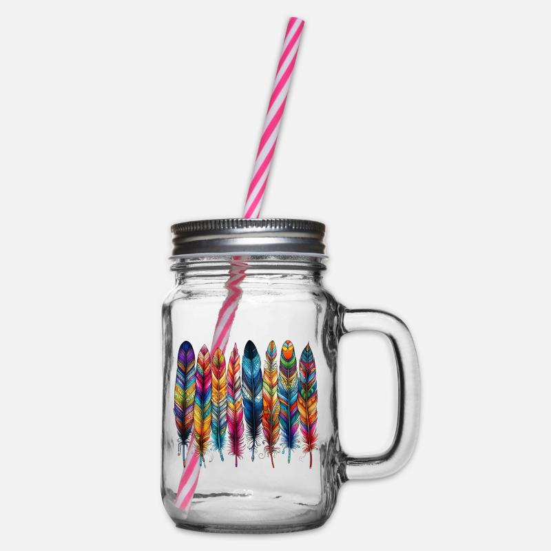 Feder - Henkelglas mit Schraubdeckel - Klar