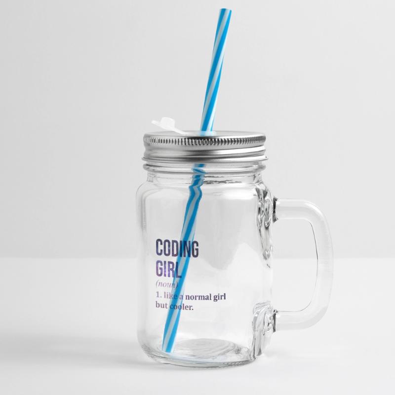 Coding Coding Coding Glass jar with handle and screw cap