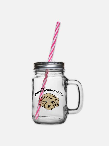 maltipoo mom - Henkelglas mit Schraubdeckel - Klar